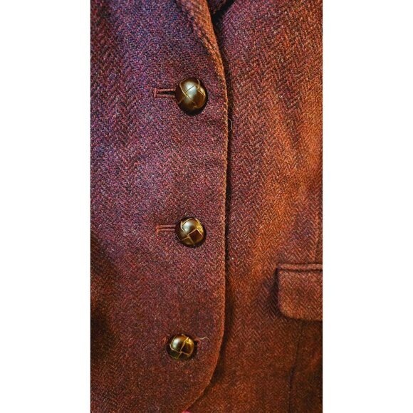 L.L. Bean Vintage Short Maroon 14 Regular Wool Tweed Blazer - Picture 6 of 7